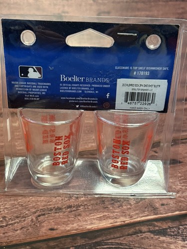 MLB Boston Red Sox Logo 1.75 oz 2 pk Collectible Shot Glasses By Boelter New - Picture 3 of 5