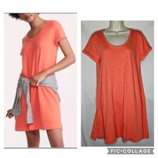 New Lou & Grey for Loft Coral Cuffed Tee Dress Cotton Short Sleeve Size S
