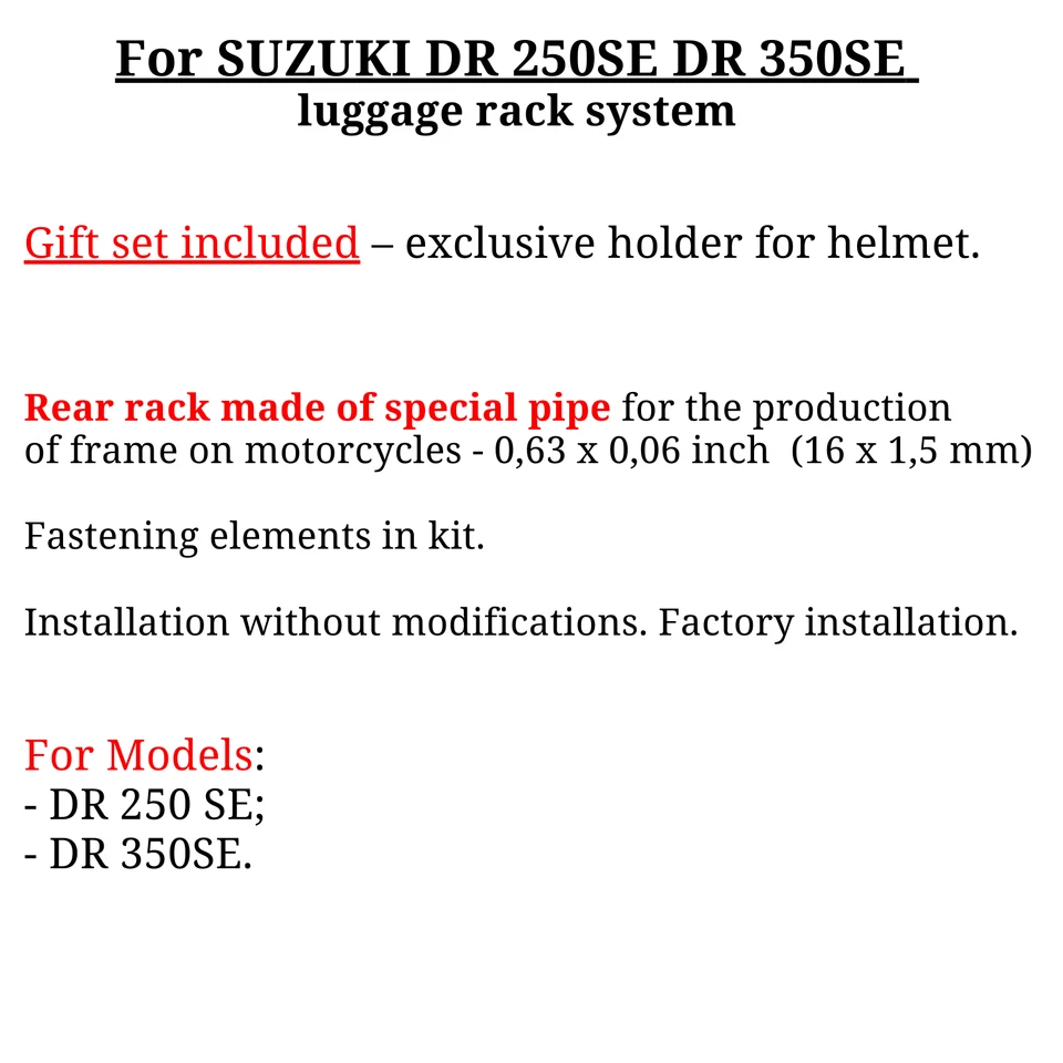 Sistema portaequipajes para Suzuki DR250SE DR350SE portaequipajes lateral para maletas bolsa, bonificación Foto 3 de 4