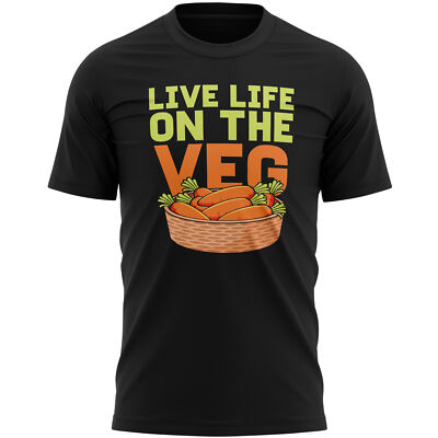 Live Life On The Veg T Shirt Funny Vegan Unique Veganuary Gift Idea Him or He...