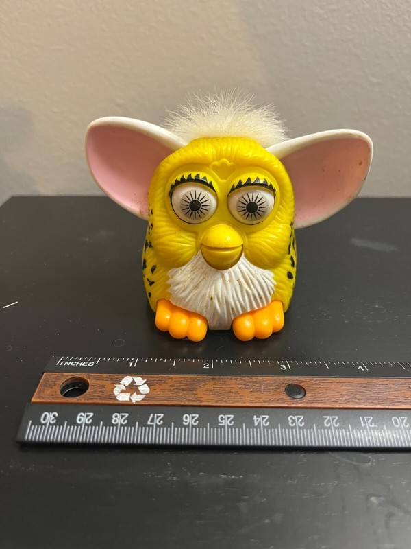 McDonald's Happy Meal Toy Furby Yellow and White with Black Spots and White Hair