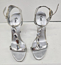 Fioni Night Women  s Silver Rhinestone Heel Dress Sandal size 8.5 Heavy Used