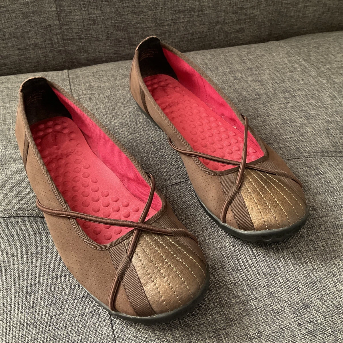 Privo Clarks Ballet Flats Brown Bronze Suade Slip on Comfort Shoes Womens 6 M | eBay