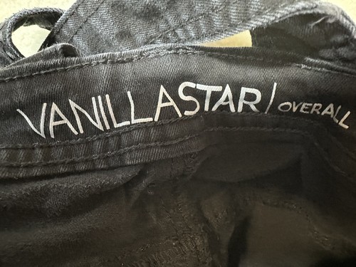 Vanilla Star Overalls Girls Size Medium Black Denim 5 Pocket Cuffed Bottom - Picture 8 of 10
