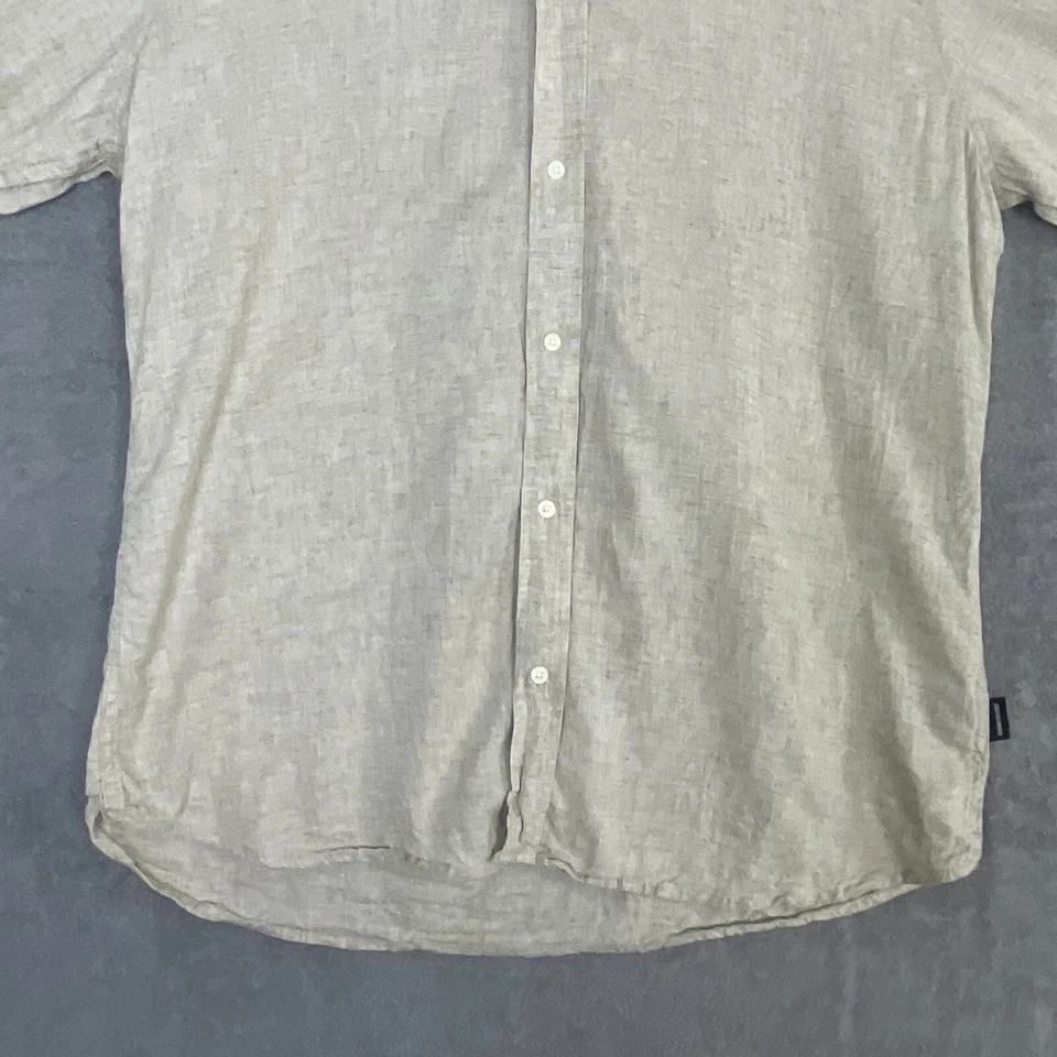 Kenneth Cole Shirt Men's XL Beige Linen Blend Summer Button-Up Classic Active - Image 3 of 4