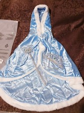 Princess Cloak Kids Costume with hoody, Crown Mace Dress up Blue