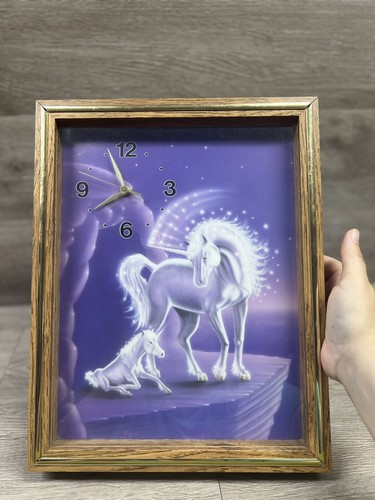 Orologio da parete vintage unicorno arte retrò anni 80 vetro incorniciato decorazione camera da letto 11x14 usato in ottime condizioni! - Foto 13 di 13