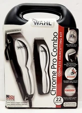 Wahl Chrome Pro Combo Complete Haircutting Kit, 22 Pieces, Blk/Silver 79520-3401