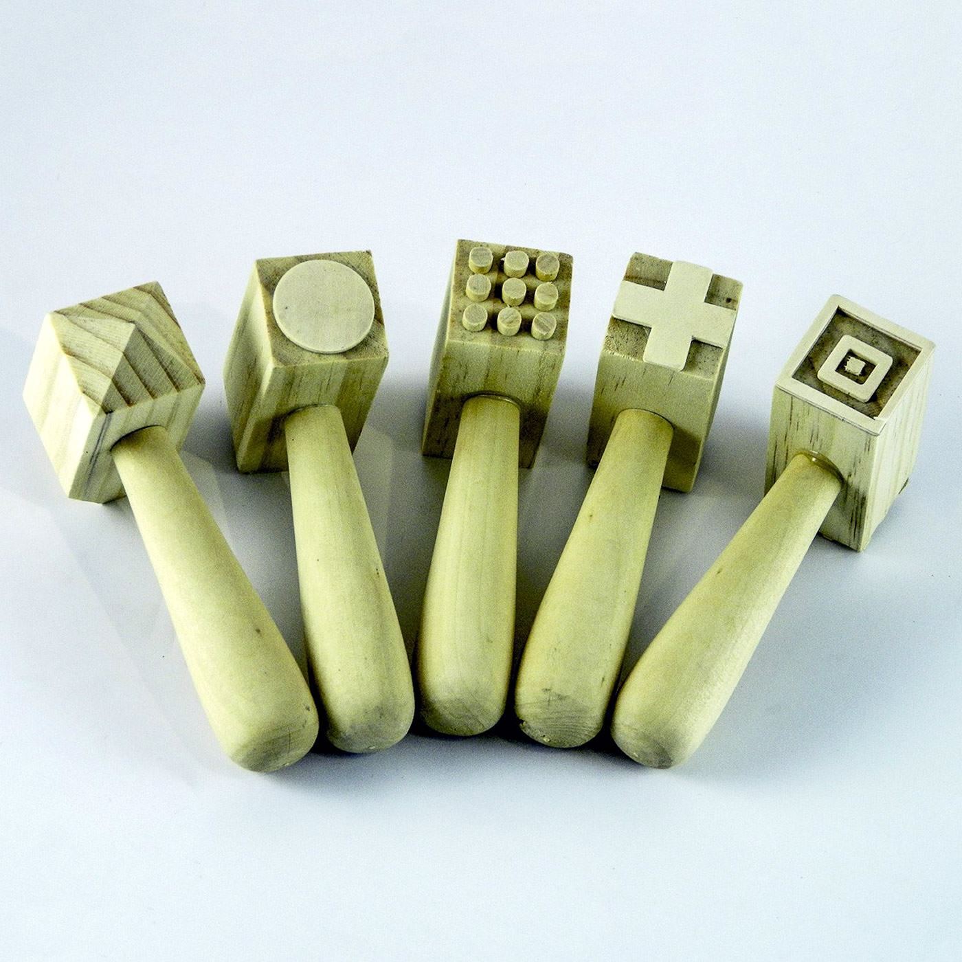 Wooden Pattern Hammers Hammer Stamper Stampers for Clay, Dough, Paint & Sand