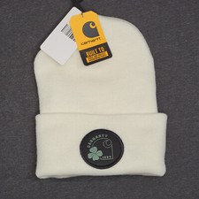 Carhartt Beanie Hat Cap WHITE SHAMROCK Outdoors Work Wear Knit Winter Mens NWT