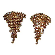 Pair Vintage MUSI Aurora Borealis Rhinestone Shoe Buckles Clips