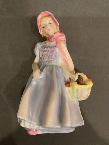 English Royal Doulton Figurine Wendy 1952 Bone China VTG 5.25”x3.25” Girl Basket - Picture 8 of 12