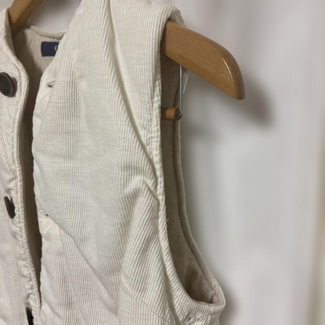KAPITAL White Corduroy Front Vest Padded Workwear Style Wooden Buttons Rare#1848 image 6