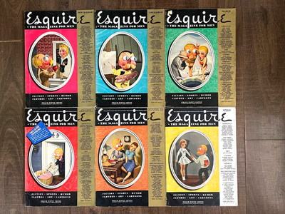 Lot Of 6 Vintage Esquire Magazines 1939, 1940, 1941 with Varga & Petty Foldouts