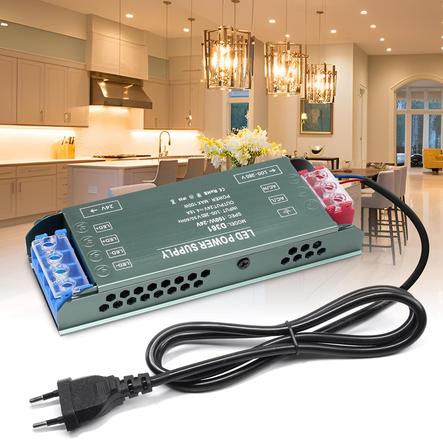 Alimentatore 24V 100W Trasformatore LED Driver 8.3A Slim Transformer AC 220V a D