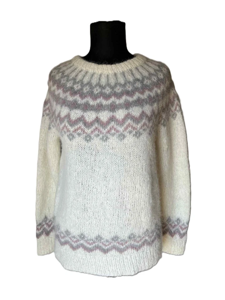 handgestrickter weicher Fair Isle Pullover 100 % alpaka gr.M - Bild 1 von 3