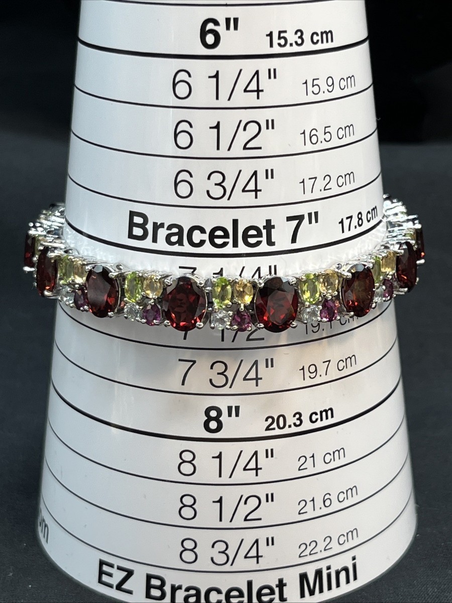 Sterling Silver STS 925 Garnet Multi Gemstone Tennis Bracelet 7.25
