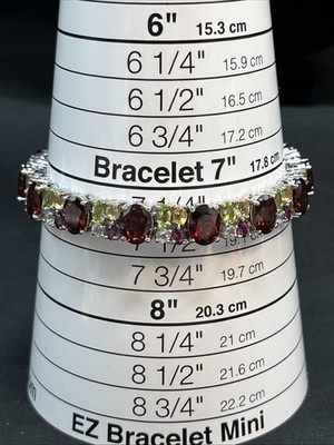 Sterling Silver STS 925 Garnet Multi Gemstone Tennis Bracelet 7.25