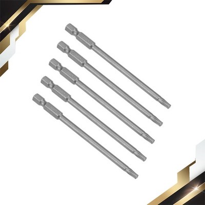 5pack 100mm 1/4'' Hex Shank T20 Magnetic Torx Head Screwdriver Bit S2 Alloy Steel