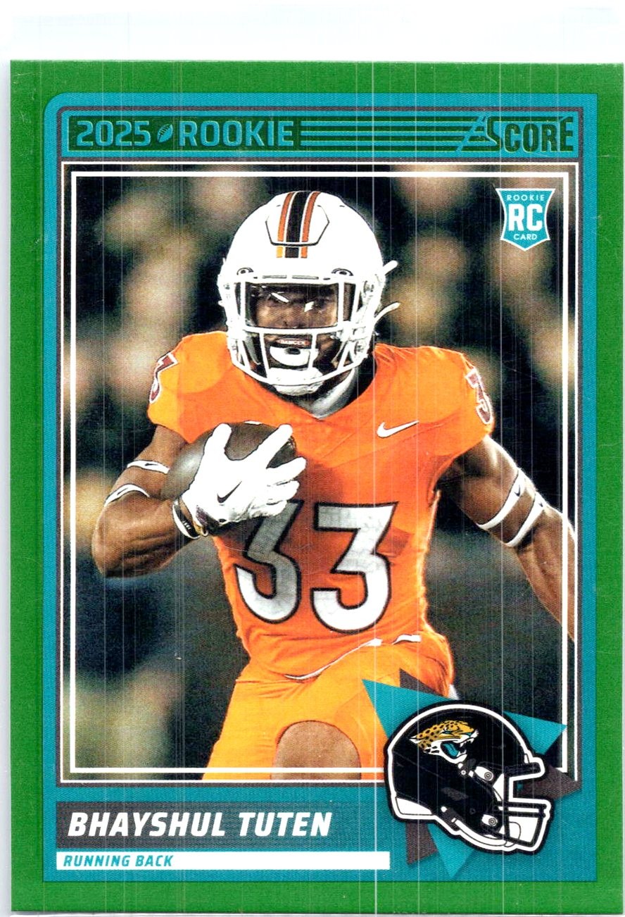 2025 Score #80 Bhayshul Tuten Green Press Proof Rookie RC