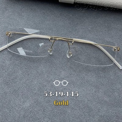 Rimless Titanium Frame Eyewear Square Eyeglass Designed by Lindberg w/Demo Lense