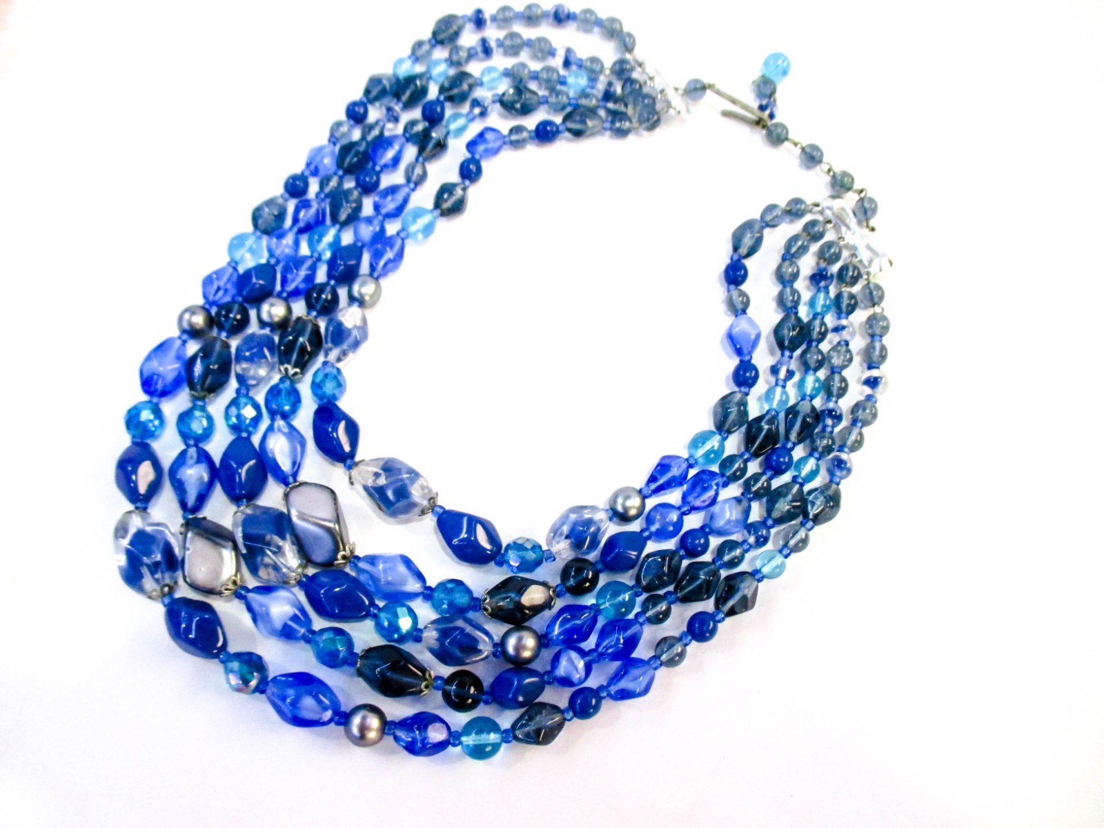 Vintage West Germany Necklace Glass Beads 5 Strands 13-16 inch