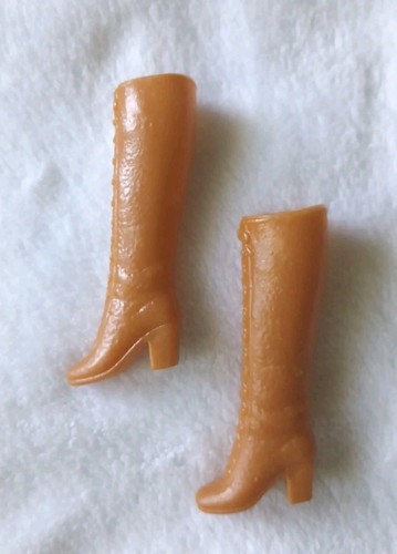 Vtg 70's Mattel Barbie Francie Squishy Knee High Boots Tan Navywhite Brown Korea - Picture 12 of 21