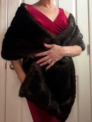 Womens Faux Fur Wrap Stole Shawl