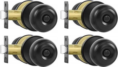 #ad Privacy Door Knobs Matte Black Door Knobs with Lock Bed and Bath Door 4 Pack $35.97