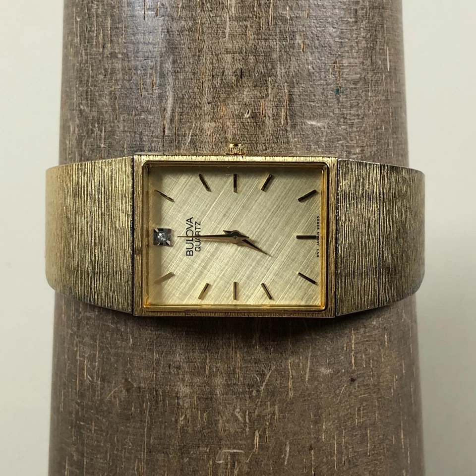 Bulova Men 92R25 Formal Diamond Accent Gold Tone Quartz Analog 23mm Watch 7 3/4" - Image 2 of 4