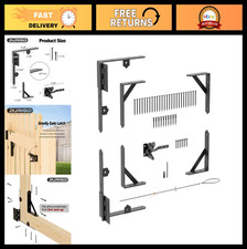 Heavy Duty Wood Fence Gate Kit with Gravity Latch Corner Braces, Black Set