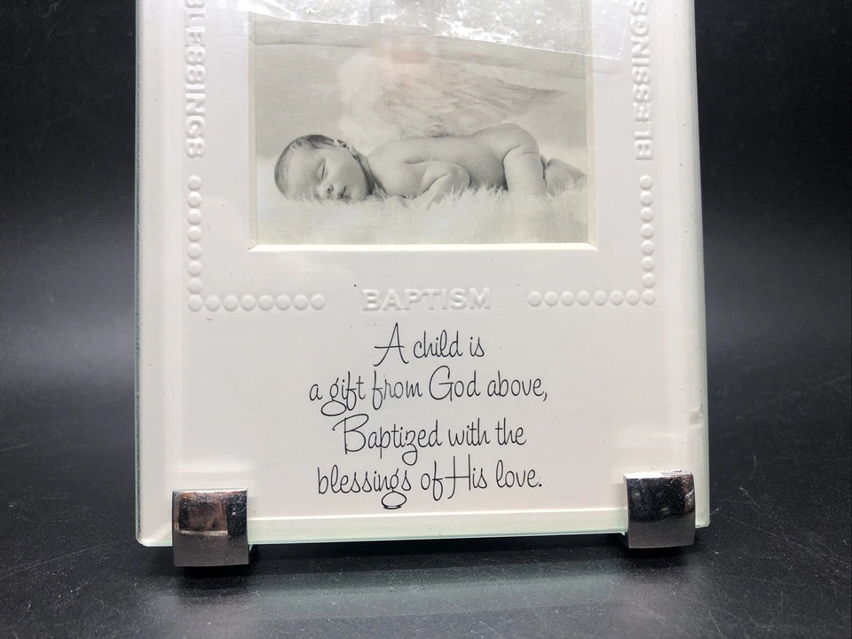 Marco de clip de vidrio de bautismo regalo pastel de barro desde arriba Foto 4 de 4