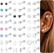 24 Pairs Flat Back Earrings Set for Women Girls Hypoallergenic Screw Back