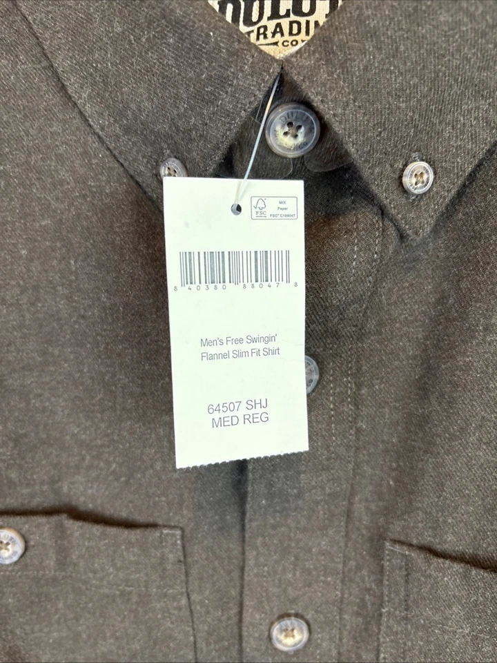 Duluth Trading Company Free Swingin Flannel Shirt Size Medium Brown Slim Fit - Image 2 of 4