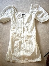 GAP New White Puff Sleeve Eyelet Lace Button Up Mini Dress Small