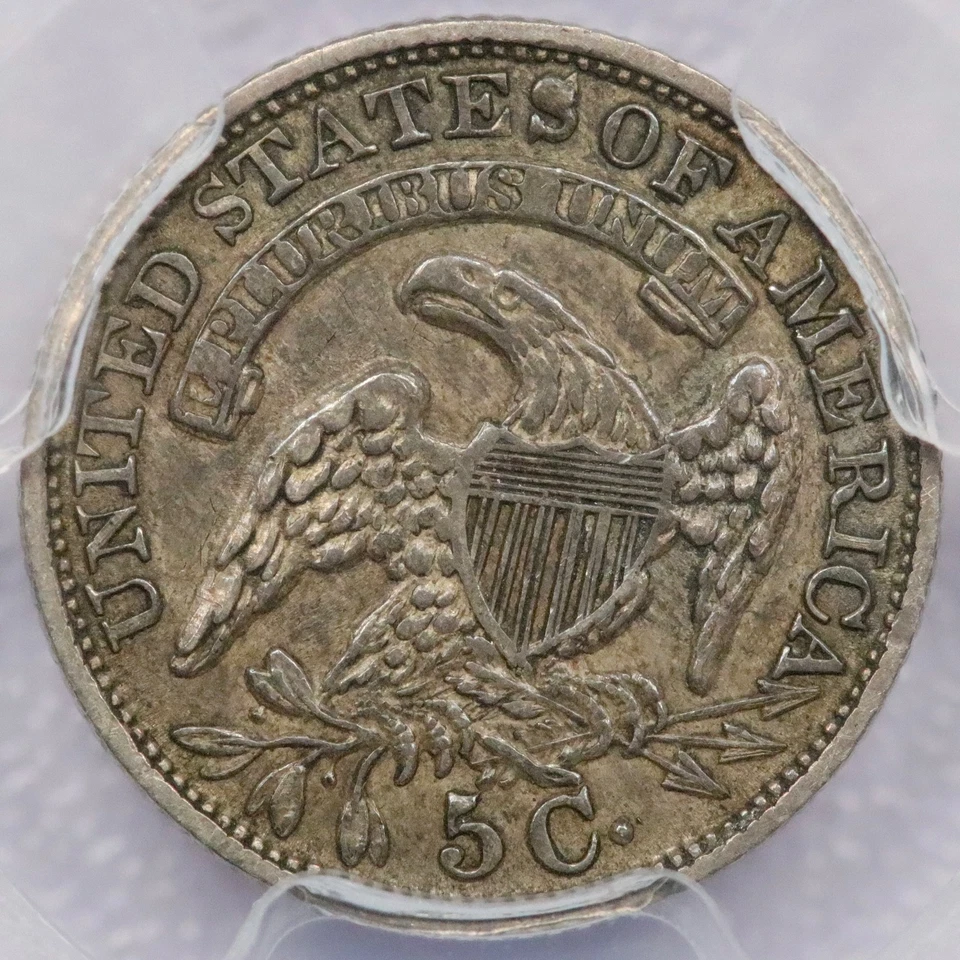 Media moneda de diez centavos busto tapado 1834 - graduación profesional XF 45 Foto 2 de 4