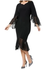 Antthony Women's Ruffled Sleeve Midi Dress Black