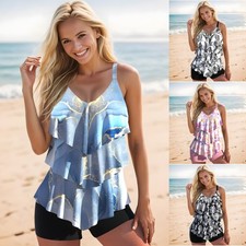 New Women Tankini Swimdress Swimsuit Beachwear Push Up Swimwear Plus Size