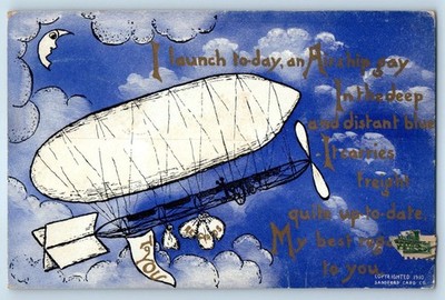1911 Airship My Best Regards To You East Troy Wisconsin WI Antique Postcard
