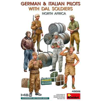 GERMAN & ITALIAN PILOTS WITH DAL SOLDIERS NORTH AFRICA KIT 1:48 Miniart Kit Figu