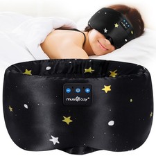 Mulberry Silk Bluetooth Sleep Mask with HD Stereo Sound, Wireless Sleep Headb...