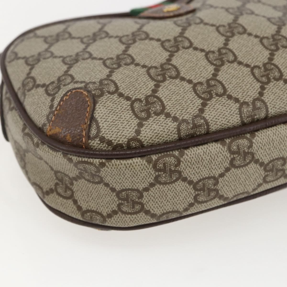 GUCCI GG Supreme Web Sherry Line Bag PVC Beige Gold 89 02 066 Auth