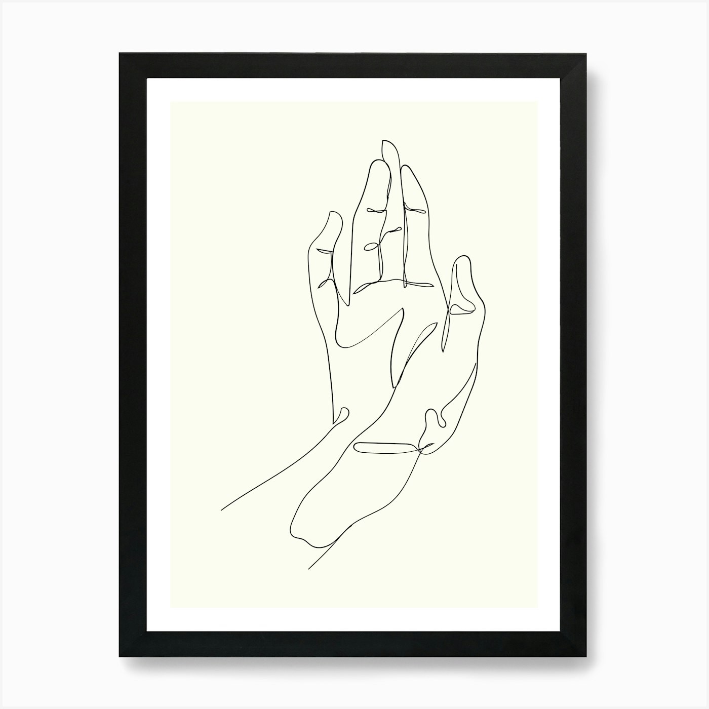 One Line Drawing Of A Hand Monoline Framed Wall Art Poster Canvas Print Picture