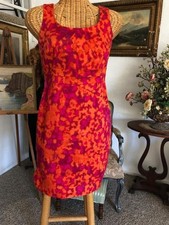 Michael Kors Dress Women Sleeveless Orange Pink Shift Dress Knee Zip up 2 Petite