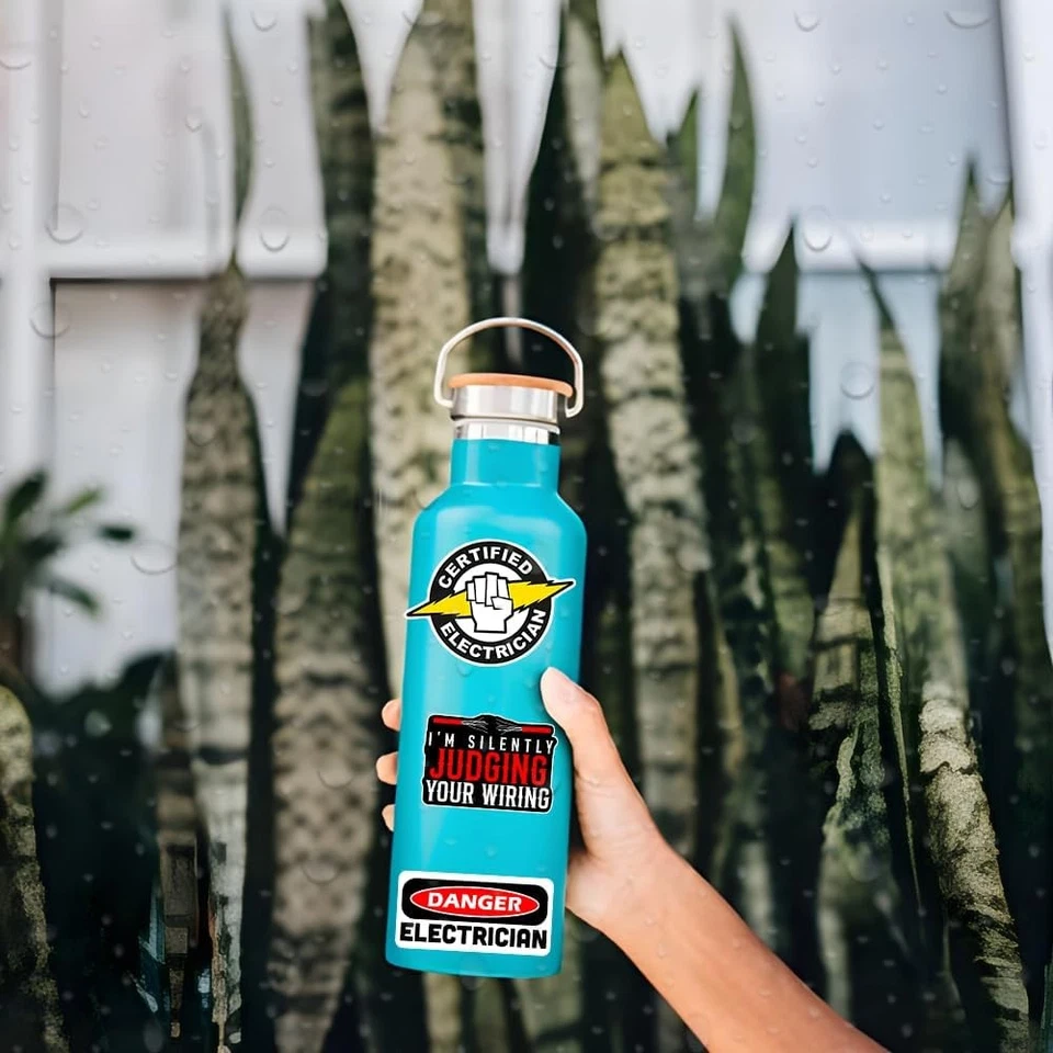 Paquete de pegatinas de electricista, 10 piezas - Electricista certificado, poste negro/blanco  Foto 4 de 4