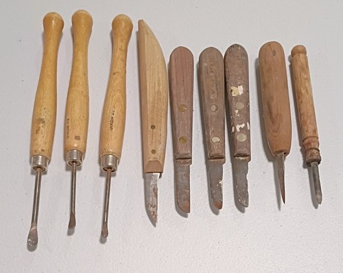 Lot of 9 Vintage Dixon Pottery Clay Tools Various Mixed Lot Homemade Used VTG