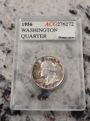 1956 Washington Quarter Toned! In an old holder...Uncirculated
