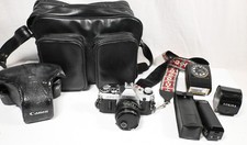 CANON AE-1 FILM CAMERA W/ BAG FD 50mm 1:1.8 Lens, Filters, Tele Converter BUNDLE