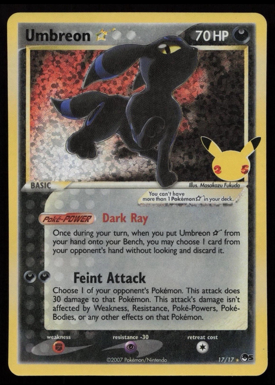 Umbreon Star 17/17 Holo Celebrations: Classic Collection Pokemon English MP