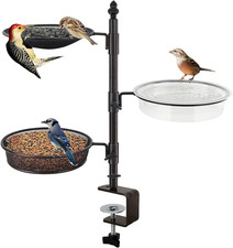 Balcony Porch Deck Railing Bird Feeder - 3 Tray, Bath Spa, Great for Attractin
